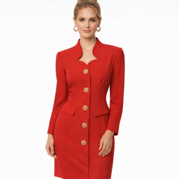 Bicci New York Dresses & Skirts - Bicci New York | Vintage Designer Red Tailored Gold Buttons Dress